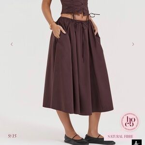 House of CB Cora Midi Skirt Rich Brown Size M